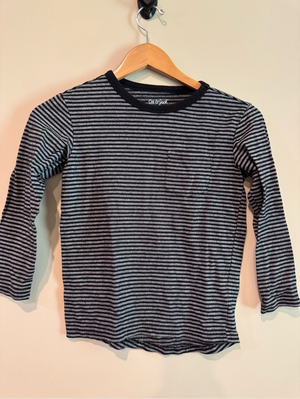 Cat & Jack Black & Gray Striped Long Sleeve Tee